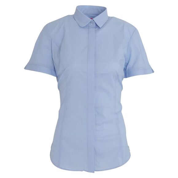 Brook Taverner Tops - Brook Taverner Womens/Ladies Soave Short Sleeve Poplin Shirt / Sky Blue